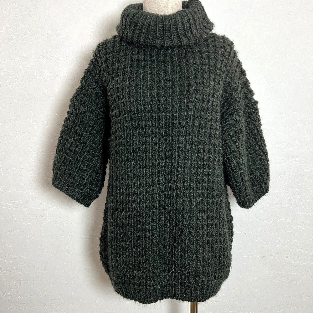 Plenty by Tracy Reese Chunky Knit Turtleneck Sweater S dark green autumn fall